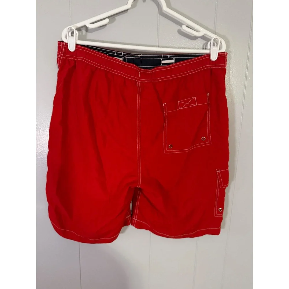 Merona Board Shorts Mens Size M 32-34 Red Cargo‎ Pocket Swim Trunks